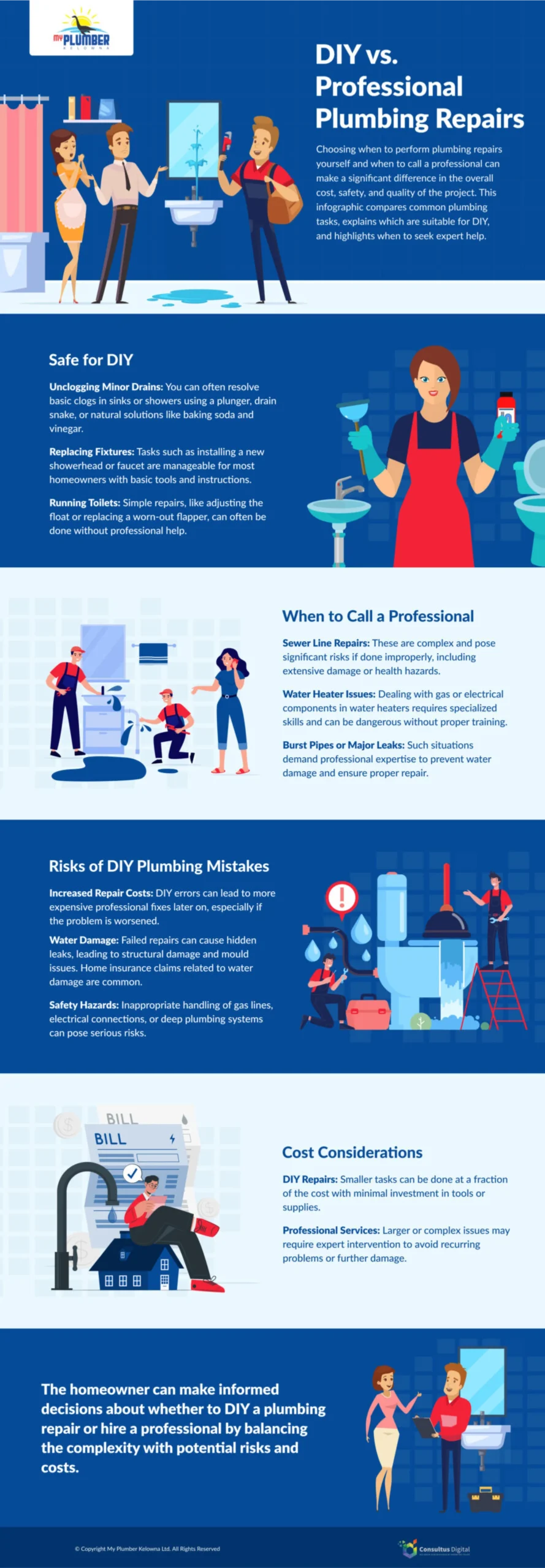 DIY vs Professional Plumbing Repairs Infographic - My Plumber Kelowna